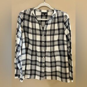 Talbots medium, long-sleeve, plaid blouse, EUC